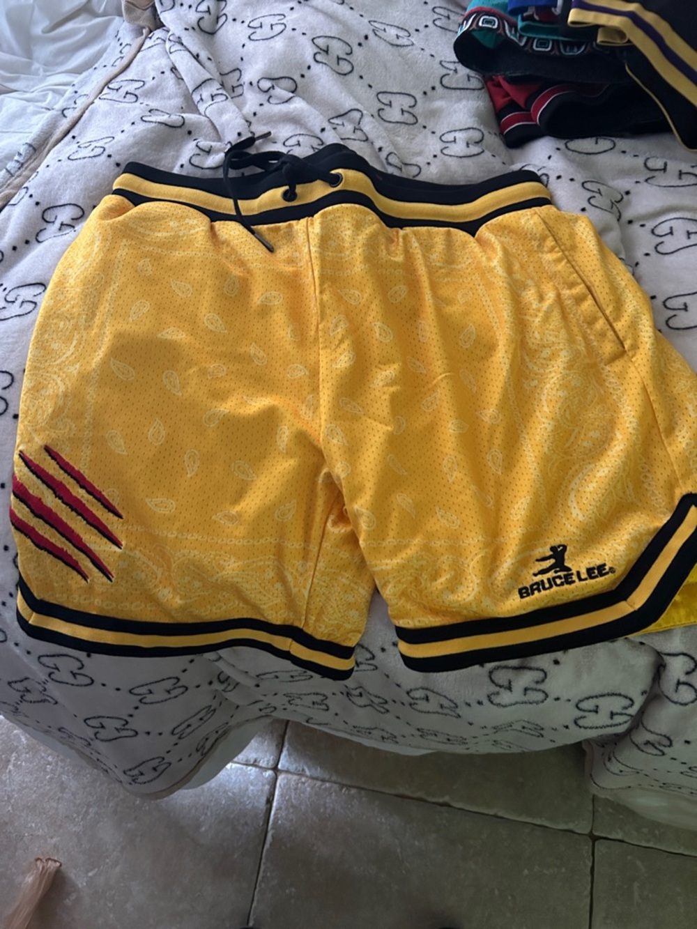 Yellow Athletic Mesh Shorts